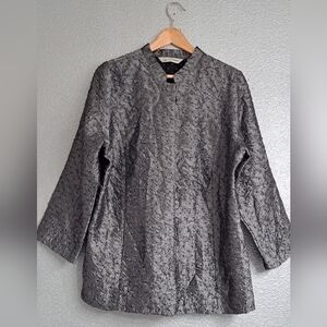 Avenue Asian Influenced Silver/Grey Textured Jacket    Size 14/16